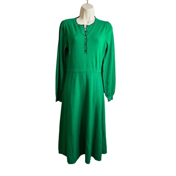 Boden Dresses & Skirts - Boden Pru Scallop Henley Knitted Dress Rich Emerald Green Size 2